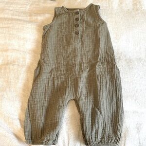 Hart + Land, 3-6 Month, Army Green Muslin Romper